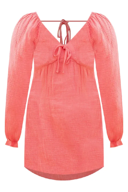 I Can't Lose You Bright Coral Gauze Mini Dress FINAL SALE