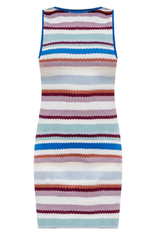 Feeling Fabulous Blue Multi Stripe Mini Dress FINAL SALE