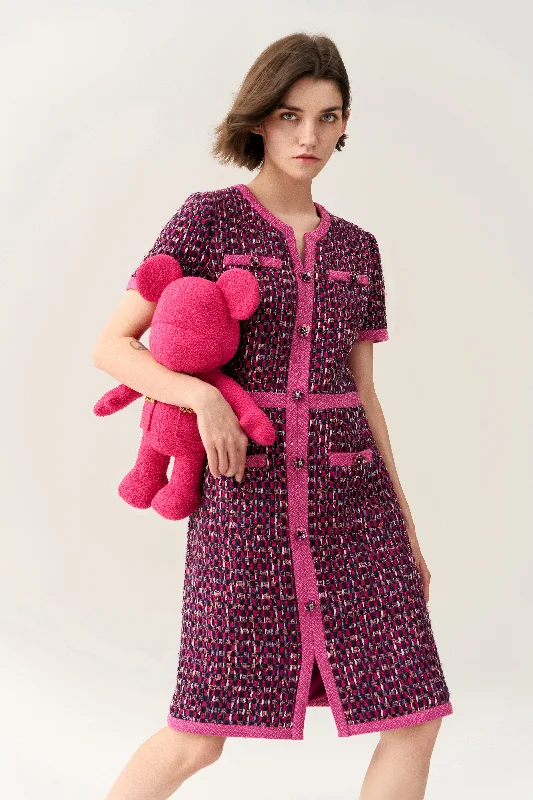 Fuchsia Lady Tweed Dress