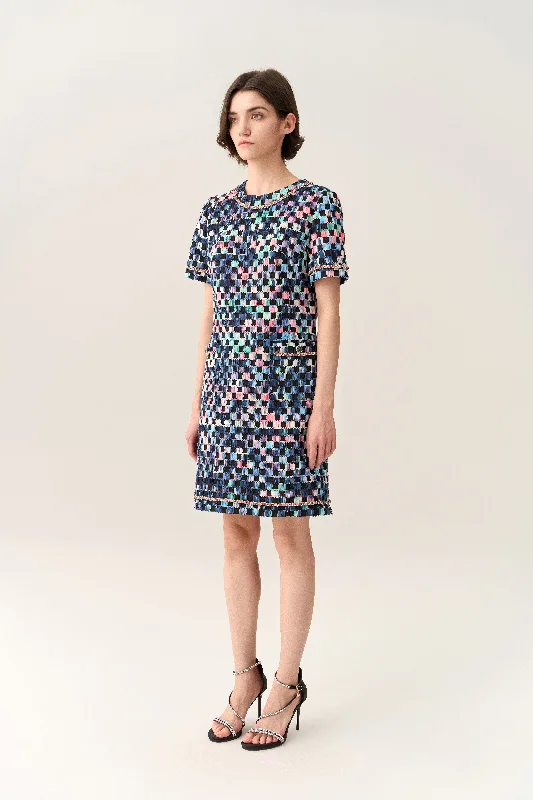 Gradient Checker Pattern Dress