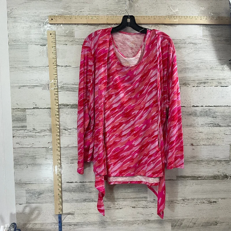 Top 2pc Long Sleeve By Belle By Kim Gravel In Pink, Size: Xl