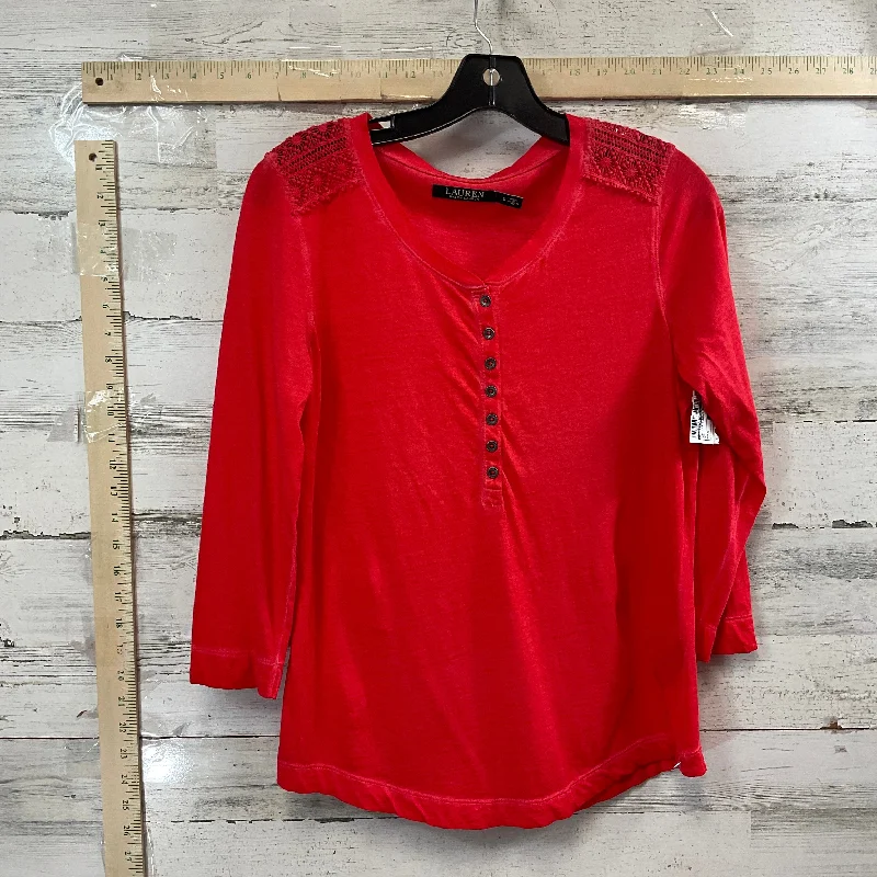 Top 3/4 Sleeve Basic By Lauren By Ralph Lauren In Red, Size: Xxs