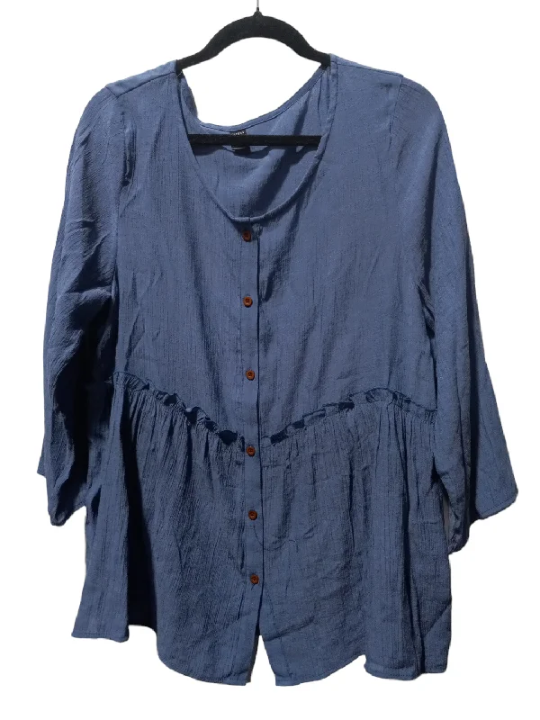 Top 3/4 Sleeve By Clothes Mentor In Blue, Size: Xxl