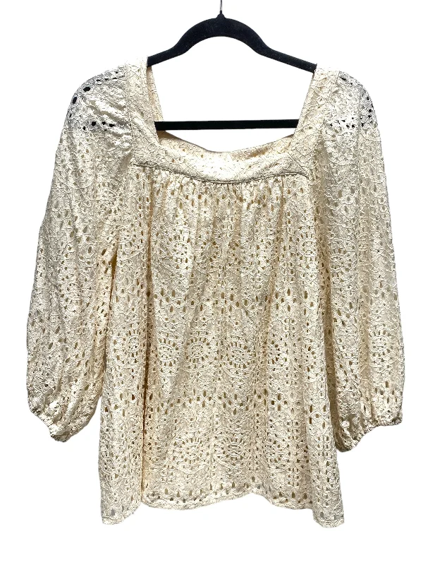 Top 3/4 Sleeve By Lc Lauren Conrad In Ivory, Size: Xxl