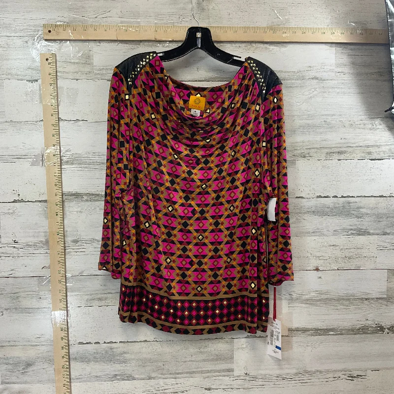 Top 3/4 Sleeve By Ruby Rd In Brown & Pink, Size: Xl