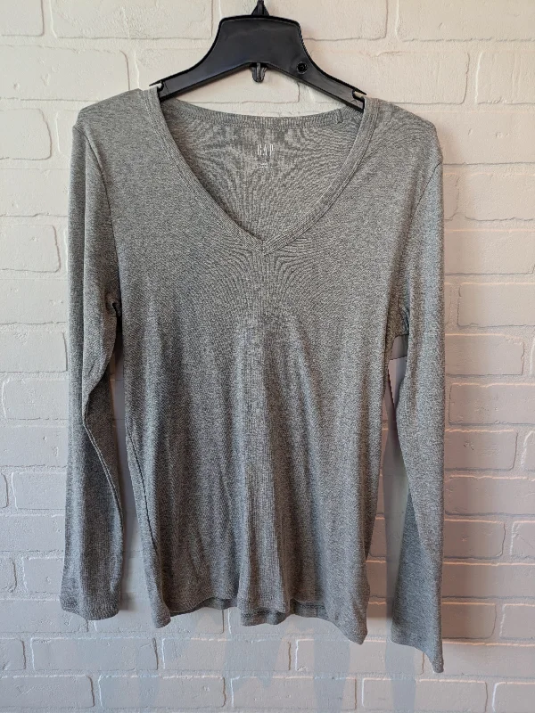 Top Long Sleeve Basic By Gap In Grey, Size: L