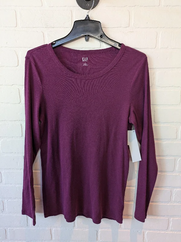 Top Long Sleeve Basic By Gap In Purple, Size: L