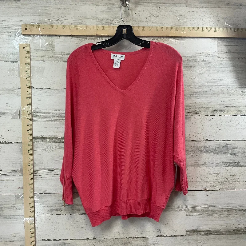 Top Long Sleeve By Carmen By Carmen Marc Valvo In Red, Size: Xl