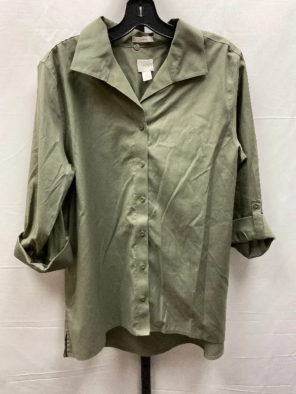 Top Long Sleeve By Chicos In Green, Size: L