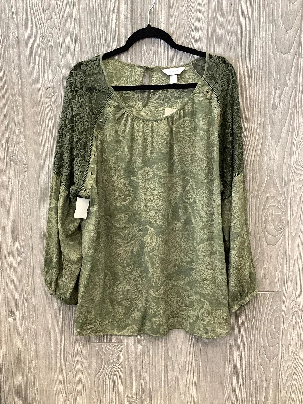 Top Long Sleeve By Cj Banks In Green, Size: 2x