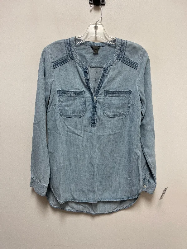 Top Long Sleeve By Eddie Bauer In Blue Denim, Size: Xs