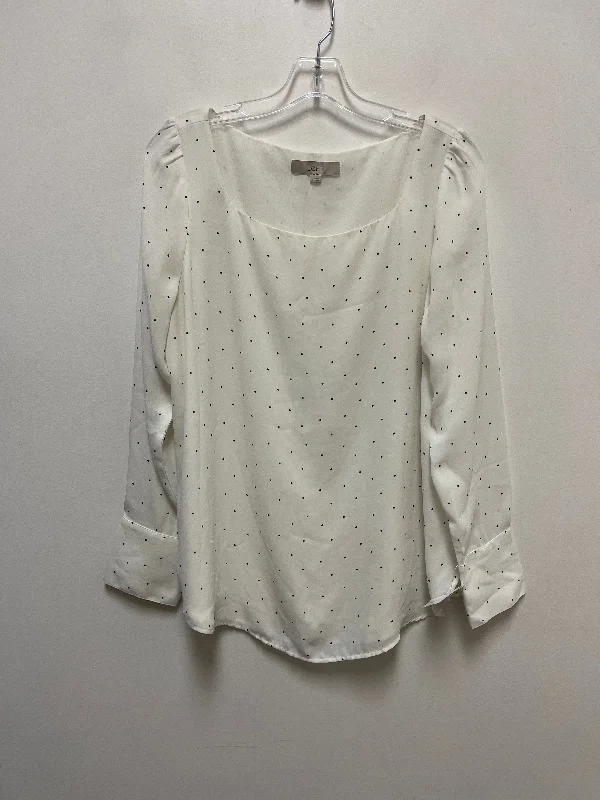 Top Long Sleeve By Loft In Polkadot Pattern, Size: L