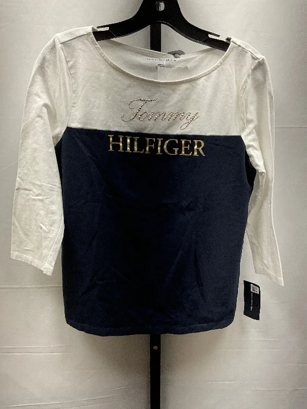 Top Long Sleeve By Tommy Hilfiger In Blue & White, Size: Petite   S