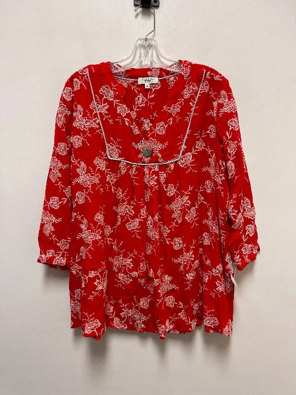 Tunic Long Sleeve By Clothes Mentor In Red, Size: M