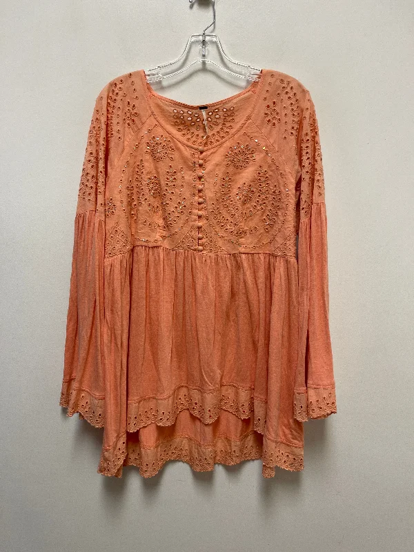 Tunic Long Sleeve By Free People In Orange, Size: L