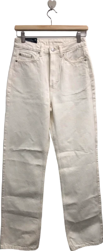 Weekday Off-White Extra High Straight Jeans UK W27"" LENGTH 30""