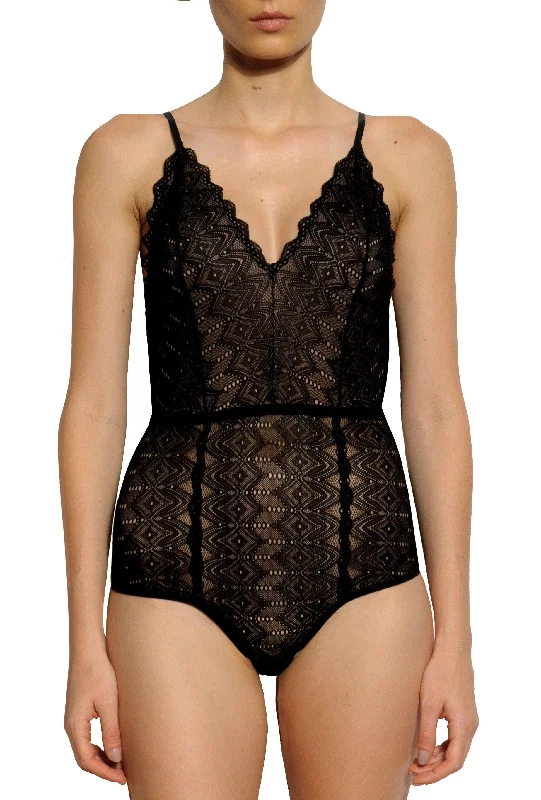 Berlin Geometric Lace Lined Bodysuit