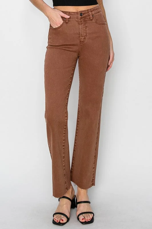 Risen Espresso High Rise Tummy Control Straight Jeans