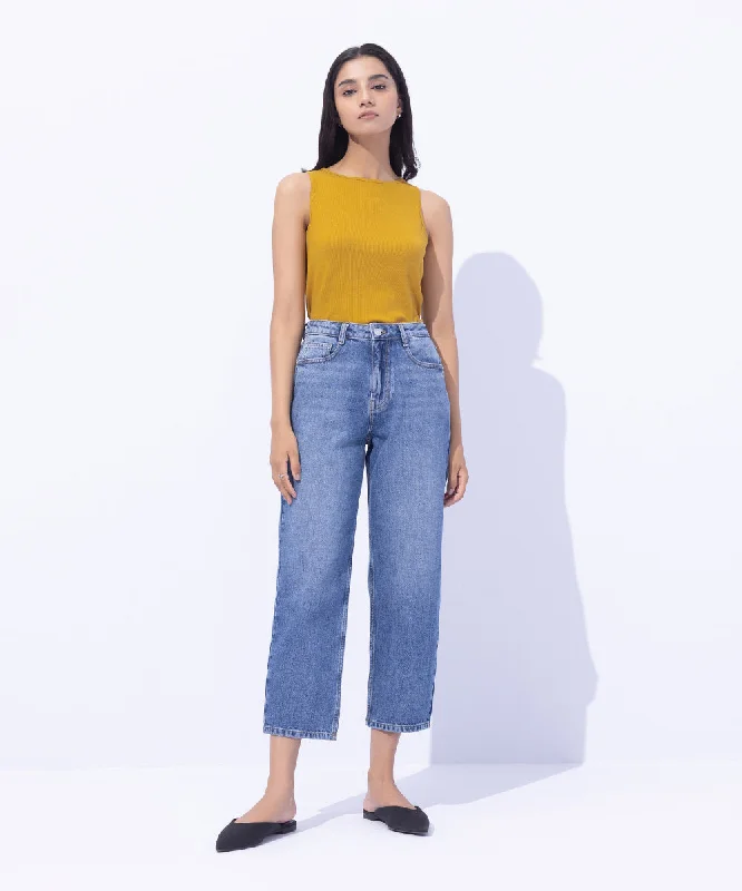 Straight-Fit Ankle Length Jeans