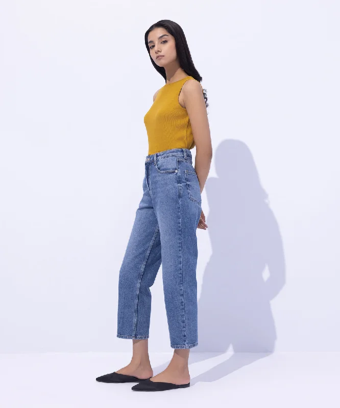 Straight-Fit Ankle Length Jeans