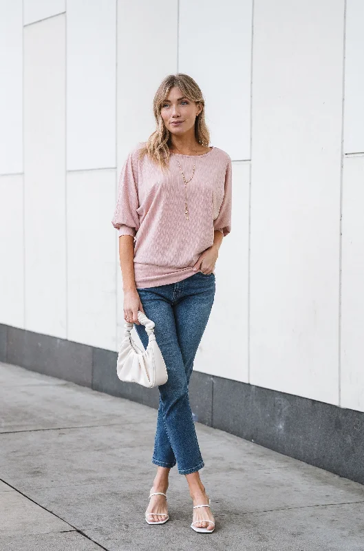 Blush Away Blouson Sleeve Top