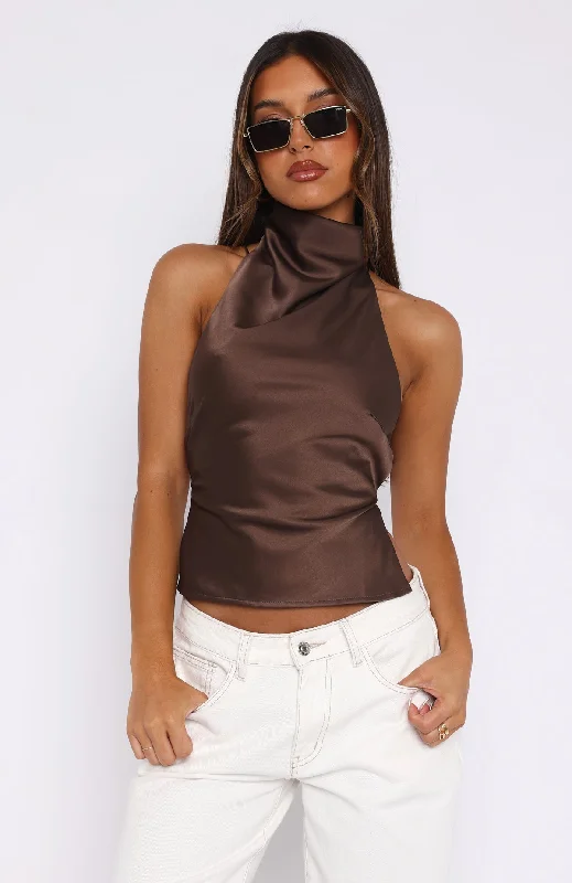 Time Passes Halter Top Chocolate