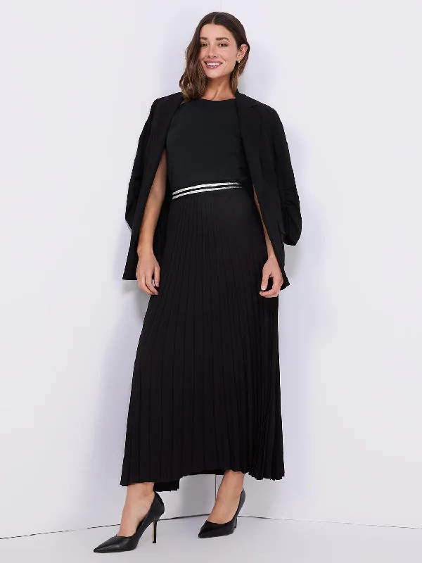 Pleated Skirt With Metallic Waistband