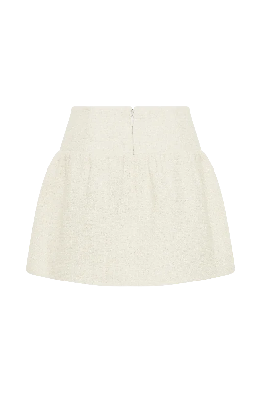 Cyrus Gathered Boucle Mini Skirt - Ivory