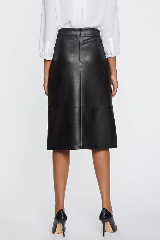 Faux Leather A-Line Skirt - Black