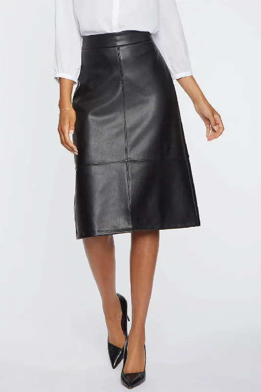 Faux Leather A-Line Skirt - Black