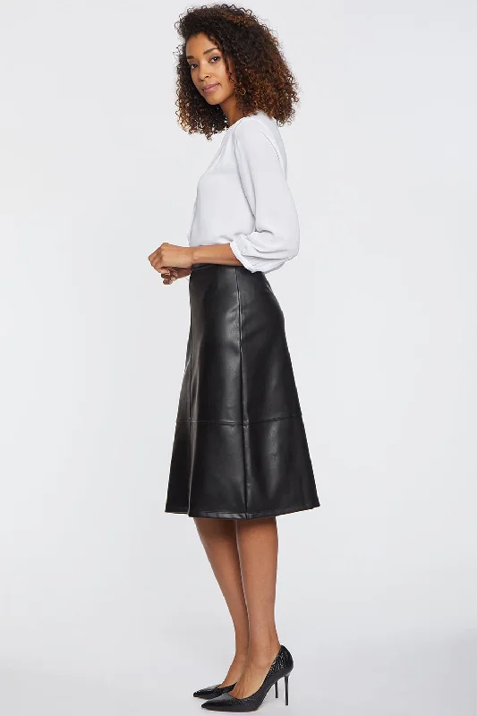 Faux Leather A-Line Skirt - Black