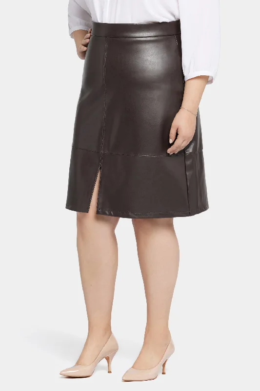 Faux Leather A-Line Skirt In Plus Size - Cordovan