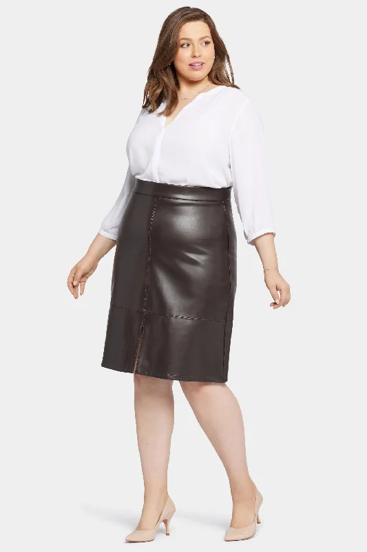 Faux Leather A-Line Skirt In Plus Size - Cordovan