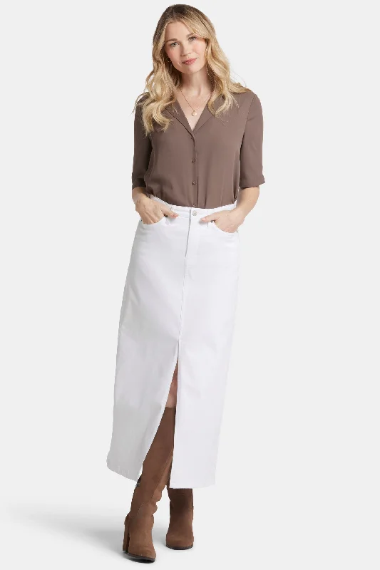 High Rise Long Skirt - Optic White