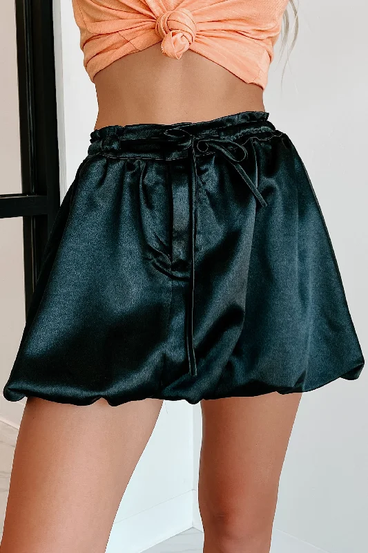 Joyful Greetings Bubble Hem Mini Skirt (Black)