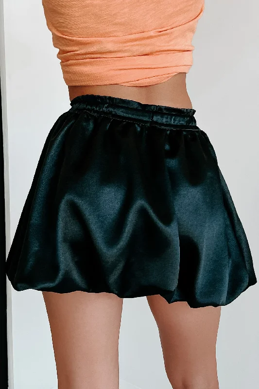 Joyful Greetings Bubble Hem Mini Skirt (Black)