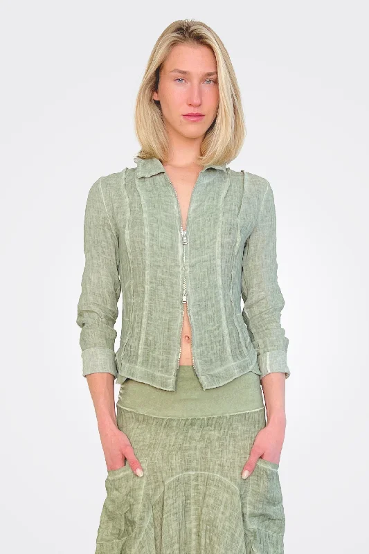 Linen Zip Jacket - Cactus