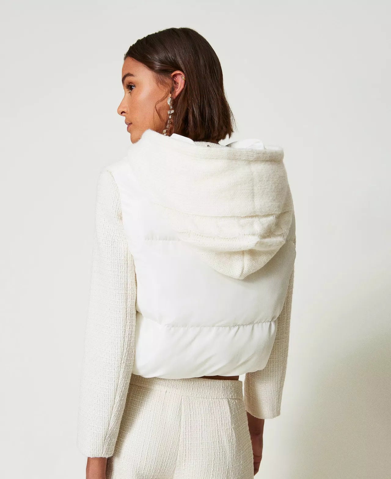 Padded Cable Knit Gilet - White Cream