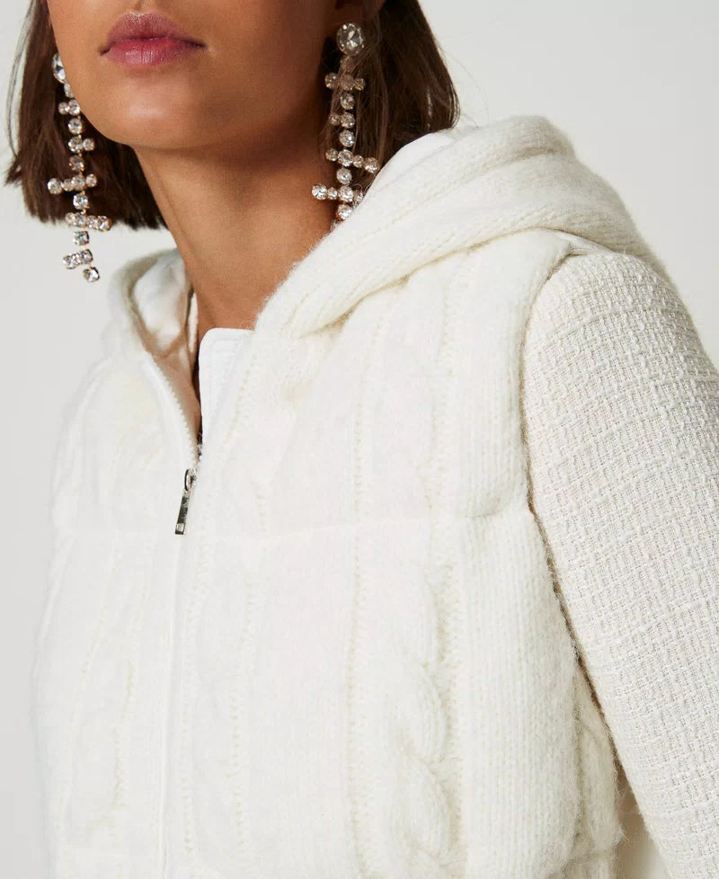 Padded Cable Knit Gilet - White Cream