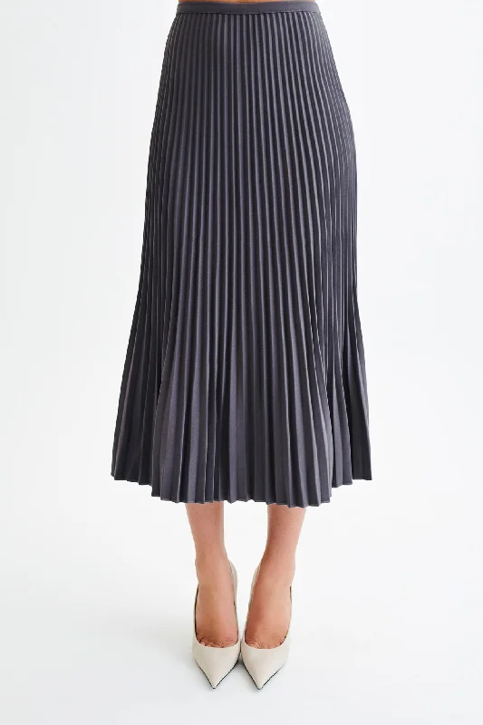 Twyla Pleated Suiting Maxi Skirt - Charcoal