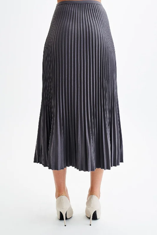 Twyla Pleated Suiting Maxi Skirt - Charcoal