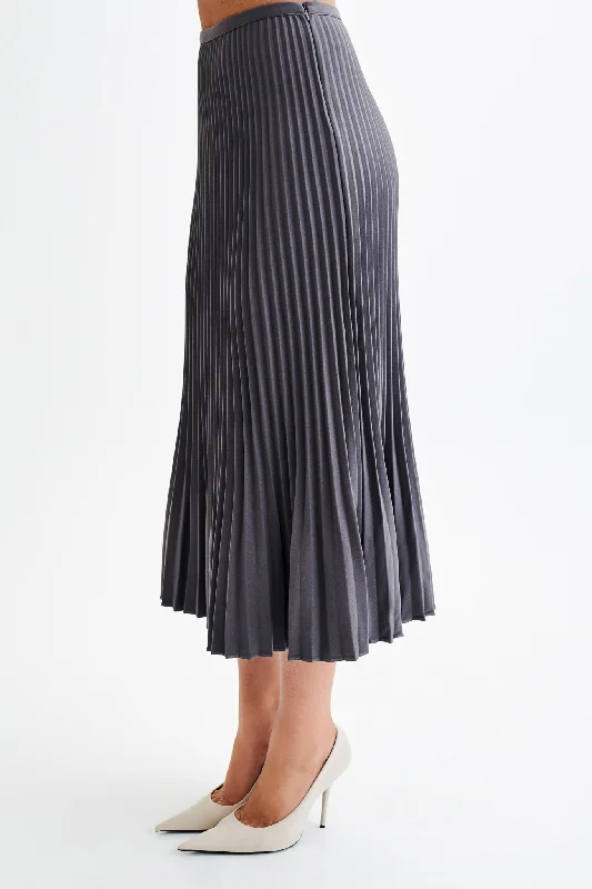 Twyla Pleated Suiting Maxi Skirt - Charcoal