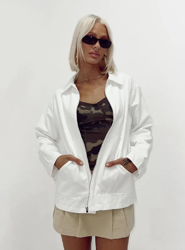 Yasemin Zip Up Jacket White