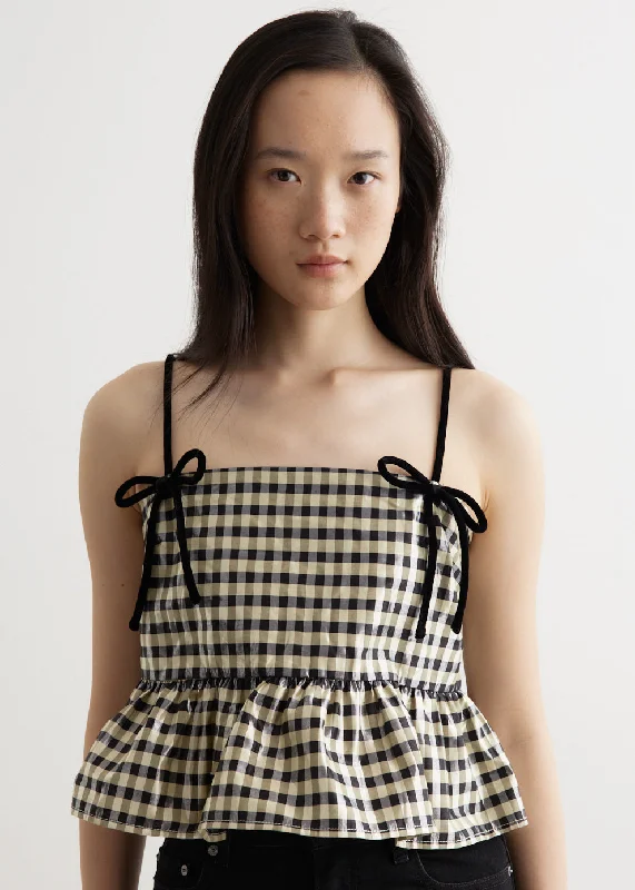 Shiny Check Jacquard Top