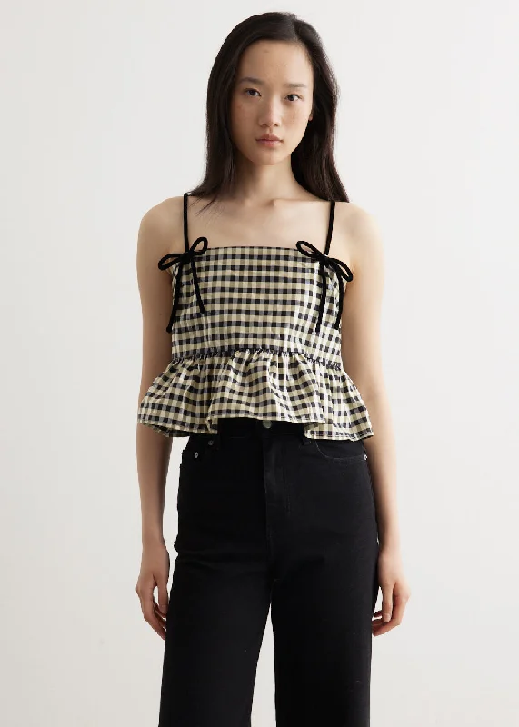 Shiny Check Jacquard Top