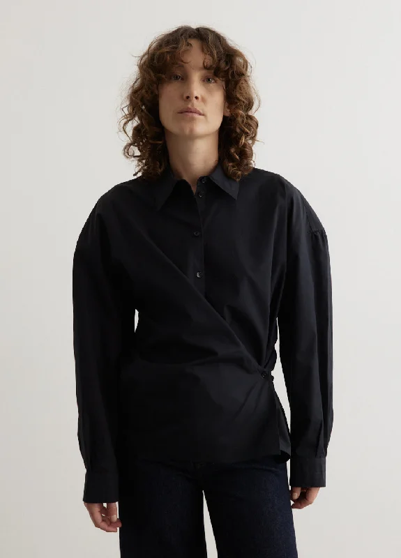 Straight Collar Twisted Shirt