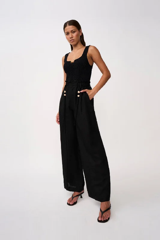 Malaya Linen Pant- Black