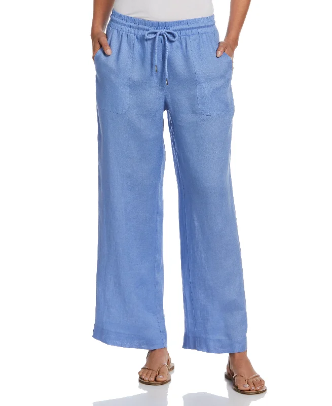 Wide Leg Drawstring Linen Pants