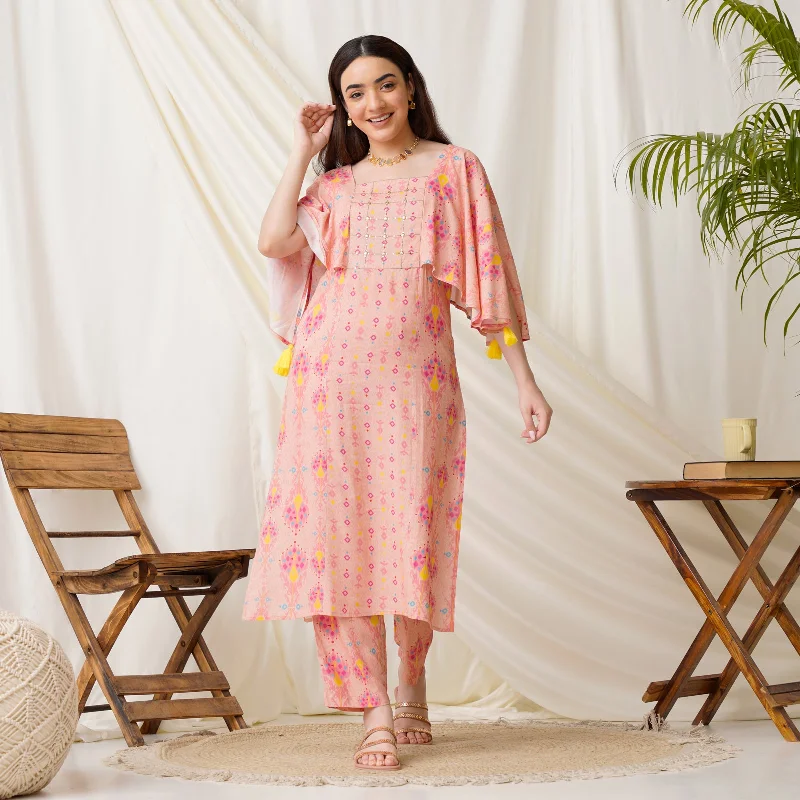 Peach Co-ord Set with Embroidery Details