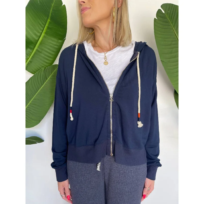 Boxy Zip Hoodie In Navy